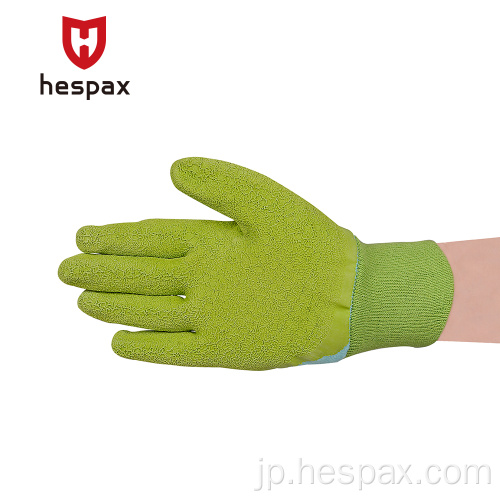Hespax 13Gauge 3/4クリンクルラテックスキッズガーデニンググローブ
